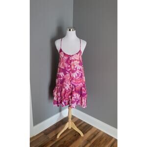 Free People Womens Dress Spaghetti Straps Tiered Pink Orange Size Medium